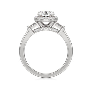 Eirlys Round Halo with Baguette Side Stones