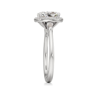 Eirlys Round Halo with Baguette Side Stones