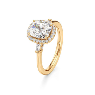 Eirlys Round Halo with Baguette Side Stones