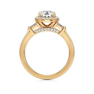 Eirlys Round Halo with Baguette Side Stones