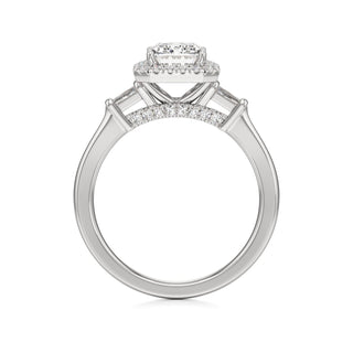 Eirlys Round Halo with Baguette Side Stones