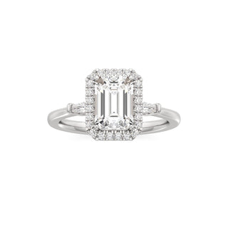 Eirlys Round Halo with Baguette Side Stones