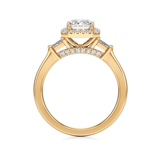 Eirlys Round Halo with Baguette Side Stones