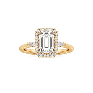 Eirlys Round Halo with Baguette Side Stones