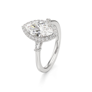 Eirlys Round Halo with Baguette Side Stones
