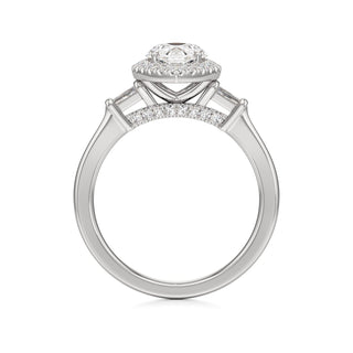 Eirlys Round Halo with Baguette Side Stones