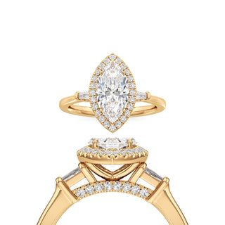 Eirlys Marquise Halo with Baguette Side Stones