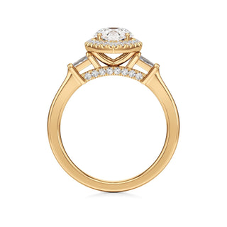 Eirlys Round Halo with Baguette Side Stones