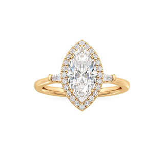 Eirlys Round Halo with Baguette Side Stones