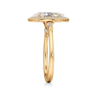 Eirlys Round Halo with Baguette Side Stones