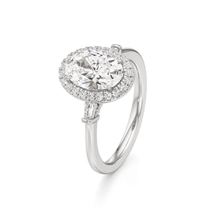 Eirlys Round Halo with Baguette Side Stones