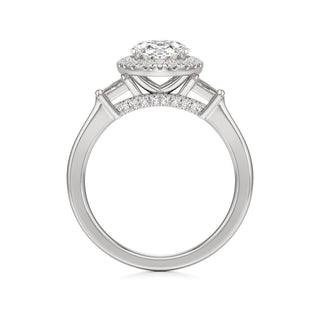 Eirlys Round Halo with Baguette Side Stones