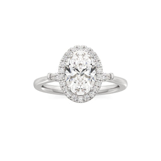 Eirlys Round Halo with Baguette Side Stones