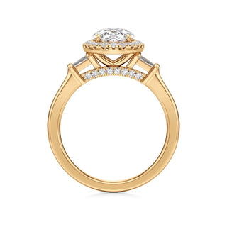 Eirlys Round Halo with Baguette Side Stones
