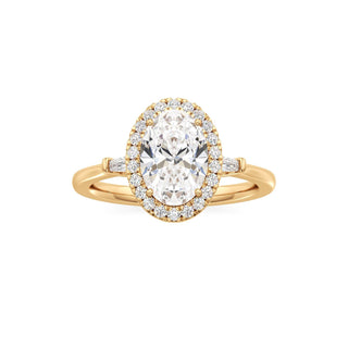 Eirlys Round Halo with Baguette Side Stones