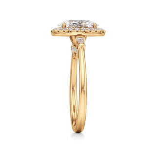 Eirlys Round Halo with Baguette Side Stones