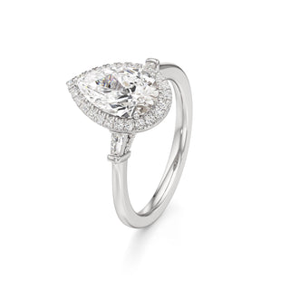 Eirlys Round Halo with Baguette Side Stones