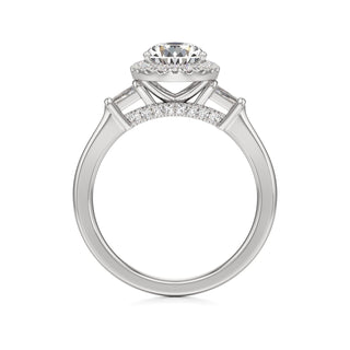 Eirlys Round Halo with Baguette Side Stones