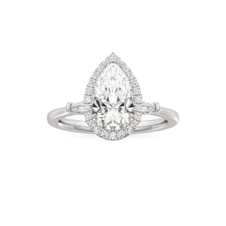 Eirlys Round Halo with Baguette Side Stones