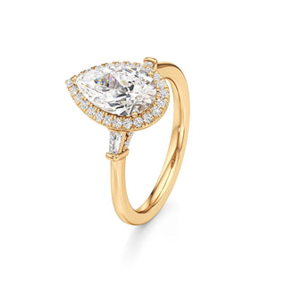 Eirlys Round Halo with Baguette Side Stones