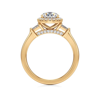 Eirlys Round Halo with Baguette Side Stones