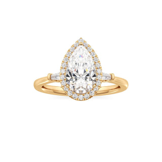 Eirlys Round Halo with Baguette Side Stones
