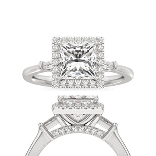 Eirlys Princess Halo with Baguette Side Stones