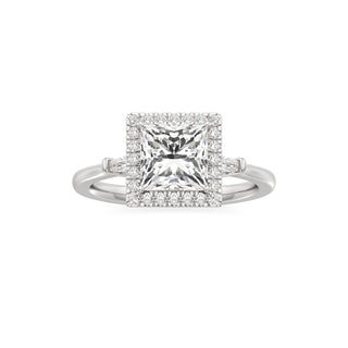 Eirlys Round Halo with Baguette Side Stones