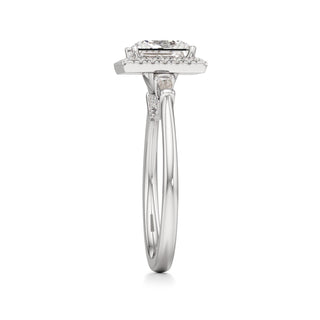 Eirlys Round Halo with Baguette Side Stones