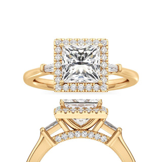 Eirlys Princess Halo with Baguette Side Stones