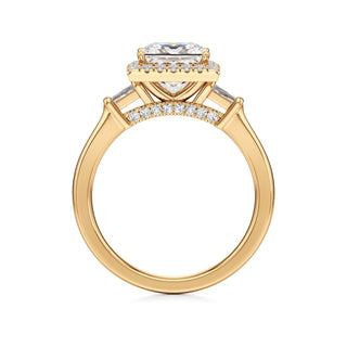 Eirlys Round Halo with Baguette Side Stones