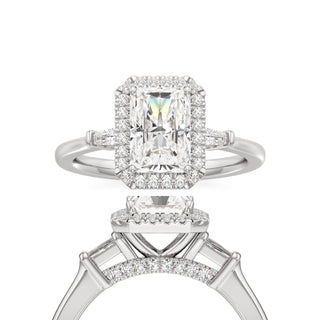 Eirlys Radiant Halo with Baguette Side Stones