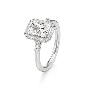 Eirlys Round Halo with Baguette Side Stones
