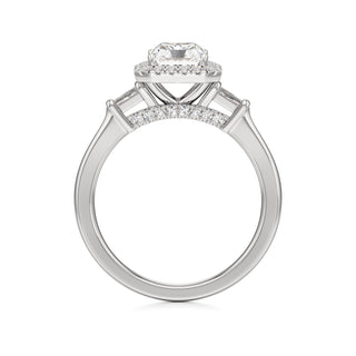 Eirlys Round Halo with Baguette Side Stones