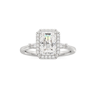 Eirlys Round Halo with Baguette Side Stones