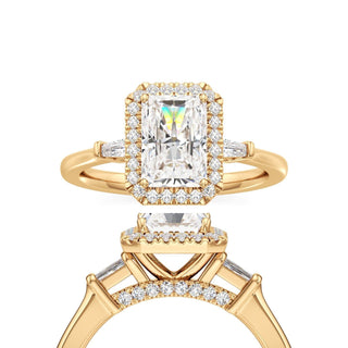 Eirlys Radiant Halo with Baguette Side Stones