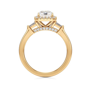Eirlys Round Halo with Baguette Side Stones