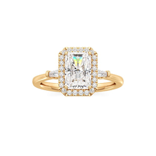 Eirlys Round Halo with Baguette Side Stones