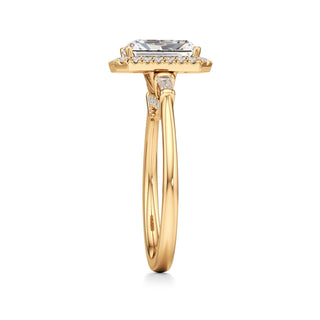 Eirlys Round Halo with Baguette Side Stones