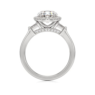 Eirlys Round Halo with Baguette Side Stones