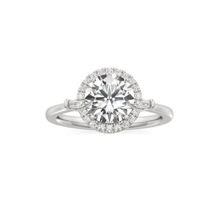 Eirlys Round Halo with Baguette Side Stones