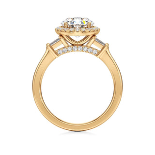 Eirlys Round Halo with Baguette Side Stones