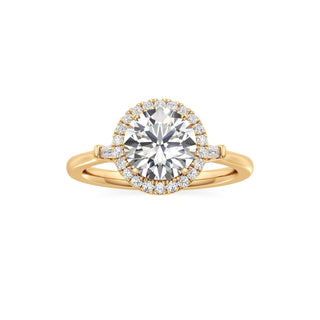 Eirlys Round Halo with Baguette Side Stones