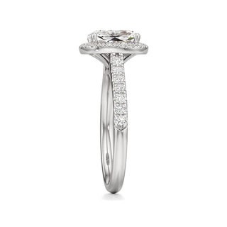 Elspeth Pear Halo with Diamond Band