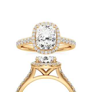 Elspeth Pear Halo with Diamond Band