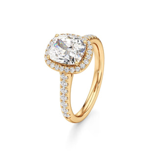 Elspeth Pear Halo with Diamond Band