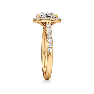 Elspeth Pear Halo with Diamond Band