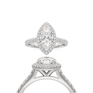 Elspeth Pear Halo with Diamond Band