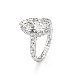 Elspeth Pear Halo with Diamond Band