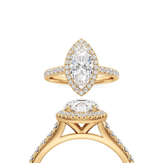 Elspeth Pear Halo with Diamond Band